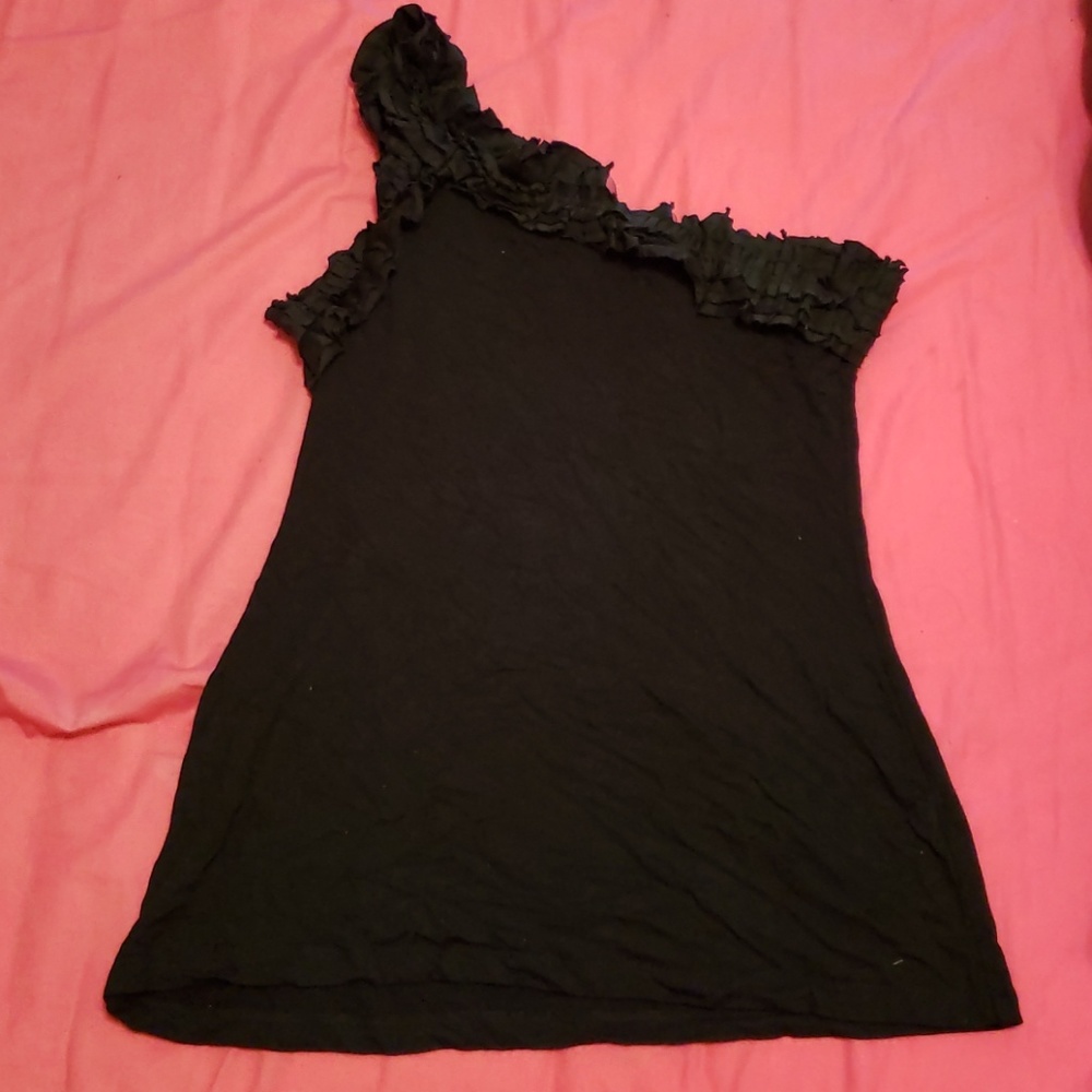 Black ruffle blouse
